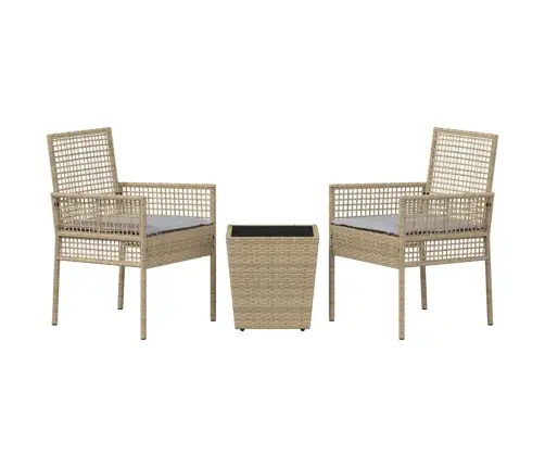 3 Vienību Dārza Bistro Komplekts Ar Spilveniem Bēšs Poliratan Vidaxl