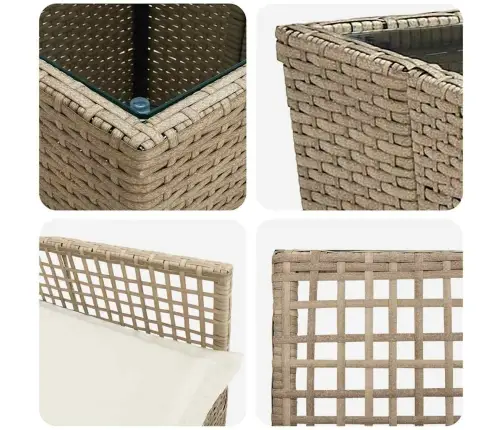 3 Daļu Dārza Bistro Komplekts Ar Spilveniem Bēšā Poliratanā Vidaxl