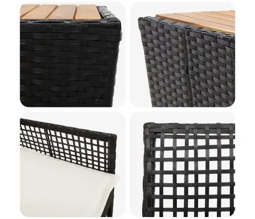 Sodo Bistro Rinkinys 3 Pcs Juoda Poliratanas