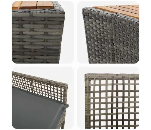 3 Daļu Dārza Bistro Komplekts Ar Spilveniem Pelēks Polyratan Vidaxl