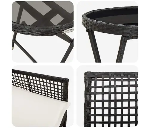 3 Daļu Dārza Bistro Komplekts Ar Spilveniem Melns Poliratans Vidaxl 3 Daļu Dārza Bistro Komplekts Ar Spilveniem Melns Poliratans Vidaxl