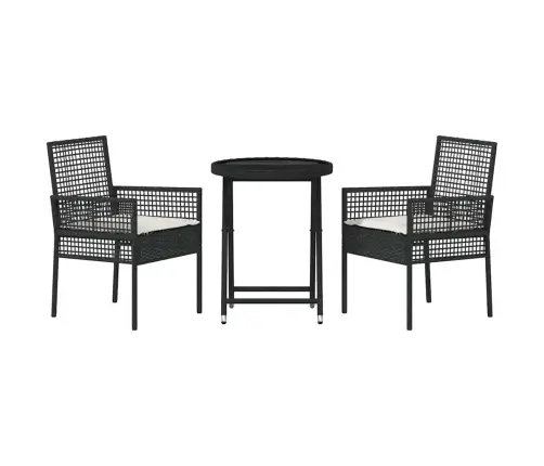 3 Daļu Dārza Bistro Komplekts Ar Spilveniem Melns Poliratans Vidaxl 3 Daļu Dārza Bistro Komplekts Ar Spilveniem Melns Poliratans Vidaxl