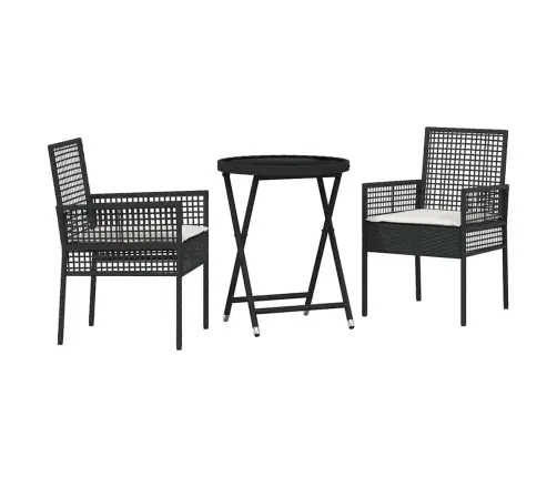 3 Daļu Dārza Bistro Komplekts Ar Spilveniem Melns Poliratans Vidaxl 3 Daļu Dārza Bistro Komplekts Ar Spilveniem Melns Poliratans Vidaxl