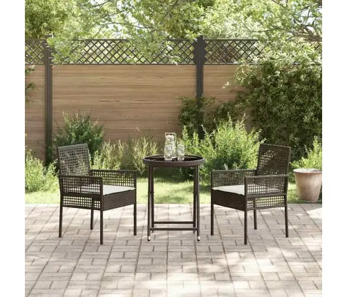 Sodo Bistro Rinkinys 3 Pcs Ruda Poliratanas