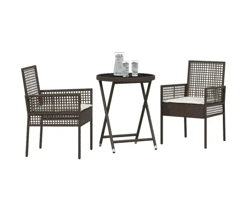 Sodo Bistro Rinkinys 3 Pcs Ruda Poliratanas