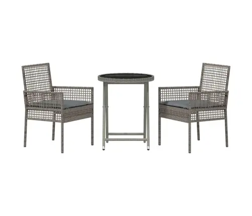 Sodo Bistro Rinkinys 3 Pcs Pilka Poli Ratanas