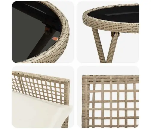 Sodo Bistro Rinkinys 3 Pcs Smėlio Poliratanas