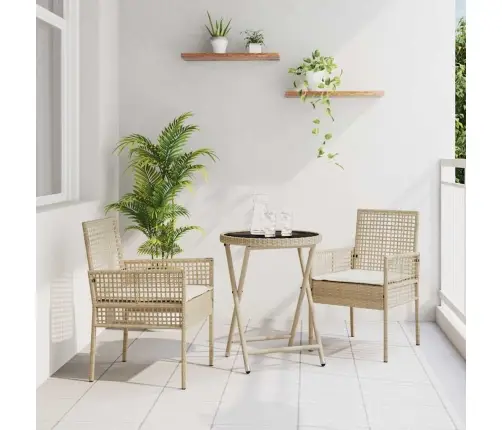 Sodo Bistro Rinkinys 3 Pcs Smėlio Poliratanas