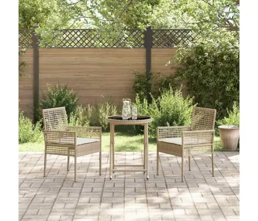 Sodo Bistro Rinkinys 3 Pcs Smėlio Poliratanas