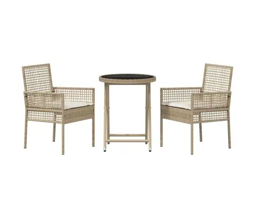 Sodo Bistro Rinkinys 3 Pcs Smėlio Poliratanas