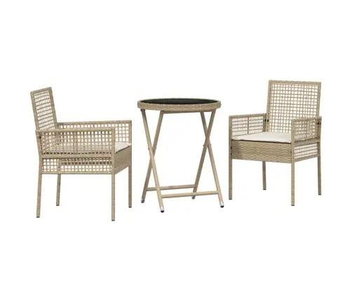 Sodo Bistro Rinkinys 3 Pcs Smėlio Poliratanas