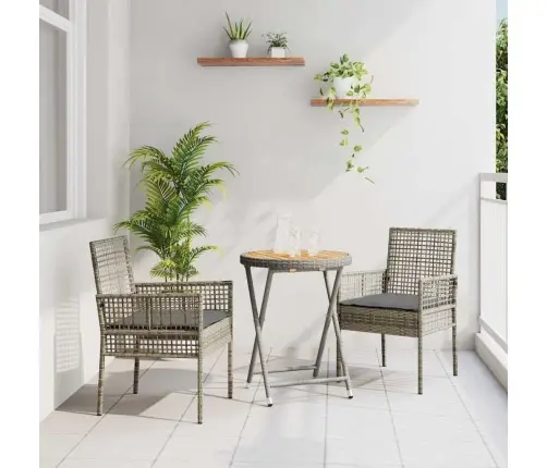 3 Daļu Dārza Bistro Komplekts Ar Spilveniem Pelēks Poliratan Vidaxl