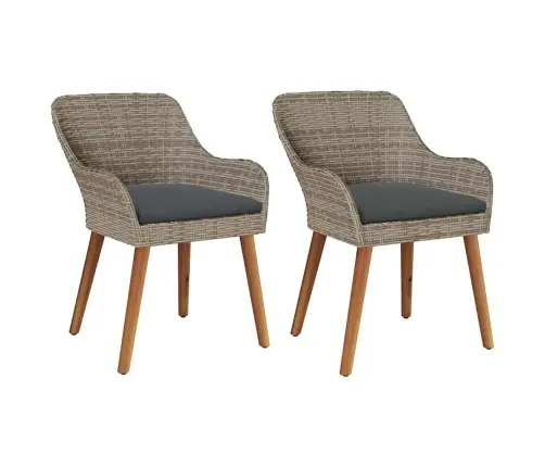 Dārza Krēsli Ar Spilveniem 2 Gabali Melns Polirattan Vidaxl