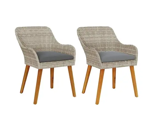 Dārza Krēslu Komplekts Ar Spilveniem 2 Gabali Gaiši Pelēks Poliratan Vidaxl