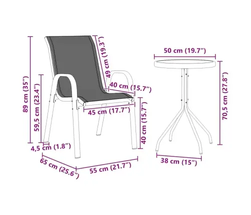 Aia Bistroo Komplekt 3 Pcs Must Teras