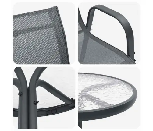 3 Daļu Dārza Bistro Komplekts Antracīts Tekstilēns Un Tērauds Vidaxl