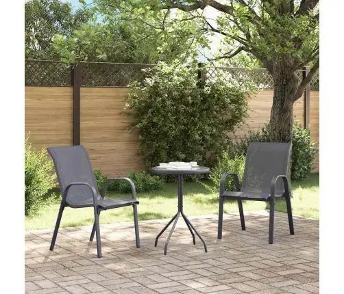 3 Daļu Dārza Bistro Komplekts Antracīts Tekstilēns Un Tērauds Vidaxl