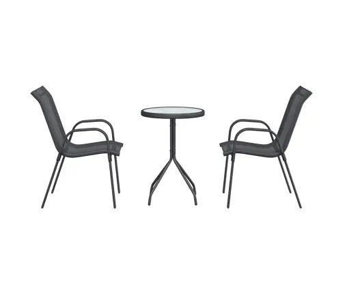 3 Daļu Dārza Bistro Komplekts Antracīts Tekstilēns Un Tērauds Vidaxl