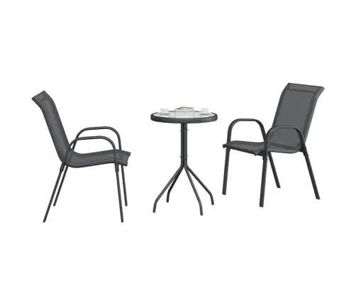 3 Daļu Dārza Bistro Komplekts Antracīts Tekstilēns Un Tērauds Vidaxl