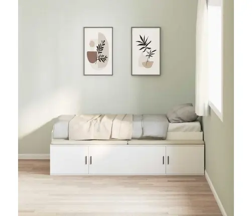 Lovos Rėmas Su Stalčių Balta 100 X 200 Cm Apdirbta Mediena