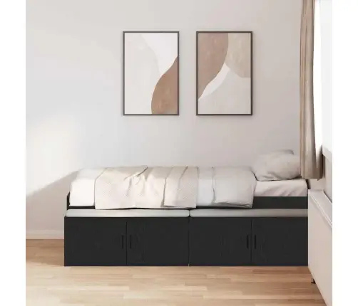 Uzglabāšanas Gultas Rāmis Melns Ozols 100X200 Cm Vidaxl