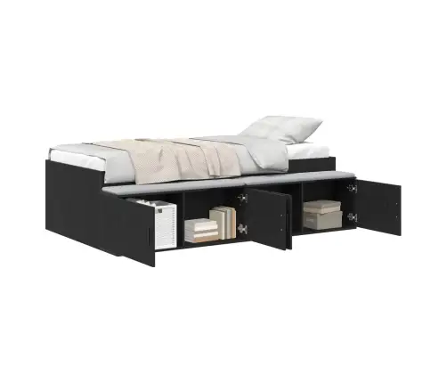 Uzglabāšanas Gultas Rāmis Melns Ozols 100X200 Cm Vidaxl