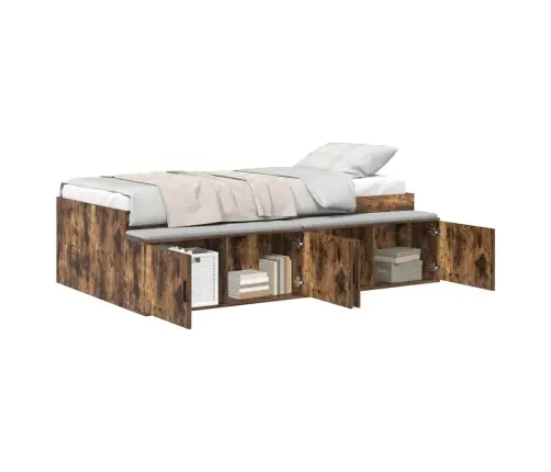 Uzglabāšanas Gultas Rāmis Dūmots Ozols 100X200 Cm Vidaxl