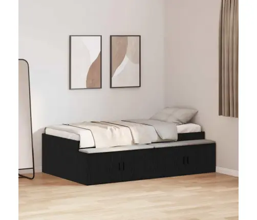 Voodi Raam Sahtliga Must Tamm 90 X 200 Cm Tehispuit