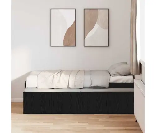 Voodi Raam Sahtliga Must Tamm 90 X 200 Cm Tehispuit