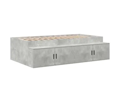 Gultas Rāmis Betona Pelēks 90 X 200 Cm Inženierijas Koks Vidaxl