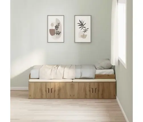 Gultas Rāmis Artisānā Ozols 90 X 200 Cm Inženierijas Koks Vidaxl