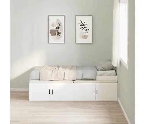 Lovos Rėmas Su Stalčių Balta 80 X 200 Cm Apdirbta Mediena