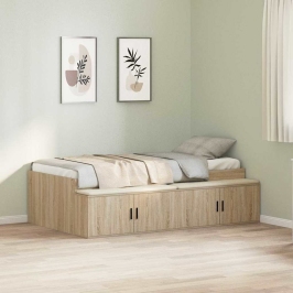 Gultas Ar Uzglabāšanas Vietu Sonomas Ozola 80 X 200 Cm Vidaxl