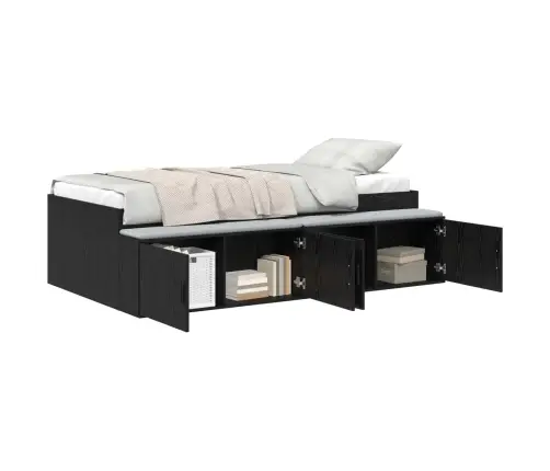 Voodi Raam Sahtliga Must Tamm 90 X 190 Cm Tehispuit