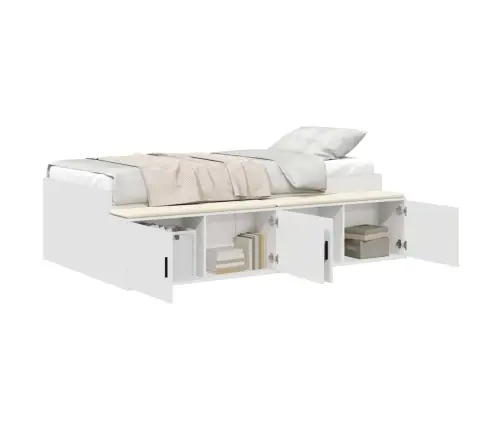 Lovos Rėmas Su Stalčių Balta 70 X 190 Cm Apdirbta Mediena