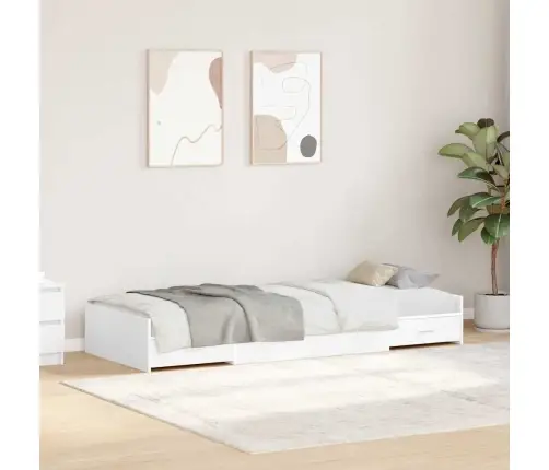 Gultas Ar Uzglabāšanas Vietu Balts 90 X 200 Cm Inženierijas Koks