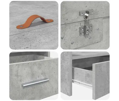 Gultas Ar Uzglabāšanas Vietu Ar Atvilktni Betona Pelēks 80 X 200 Cm