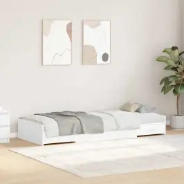 Voodi Hoiukohaga Raam Peaga Valge 80 X 200 Cm Tehispuit