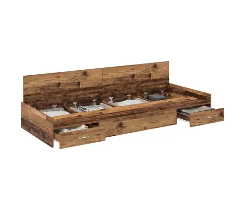 Gultas Ar Uzglabāšanas Vietu Vecs Koks 80 X 200 Cm Inženierijas Koks