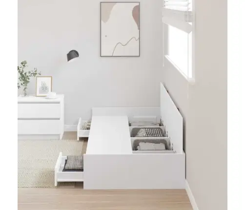 Voodi Raam Peaga Sahtliga Valge 70 X 190 Cm Tehispuit