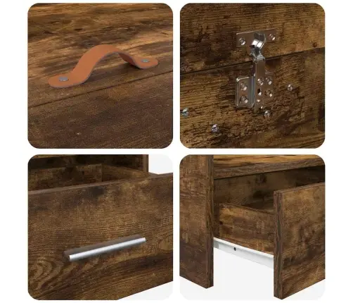 Voodi Raam Peaga Suitsetatud Tamm 70 X 190 Cm Tehispuit