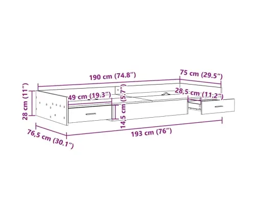 Lovos Rėmas Pilkas Sonoma 70 X 190 Cm Apdirbta Mediena