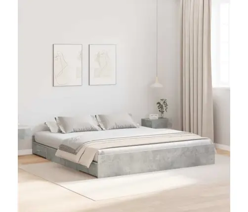 Gultas Ar Uzglabāšanas Vietu Betona Pelēka 200 X 200 Cm Vidaxl