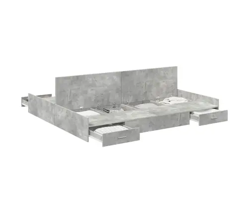 Gultas Ar Uzglabāšanas Vietu Betona Pelēka 200 X 200 Cm Vidaxl