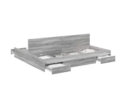 Gultas Ar Uzglabāšanas Vietu Pelēka Sonomas Ozola 200 X 200 Cm Vidaxl