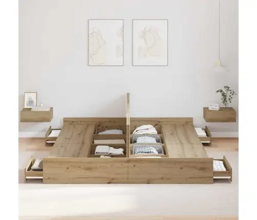 Lova Su Daiktų Laikymo Vieta Amatininkų Ąžuolas 200 X 200 Cm