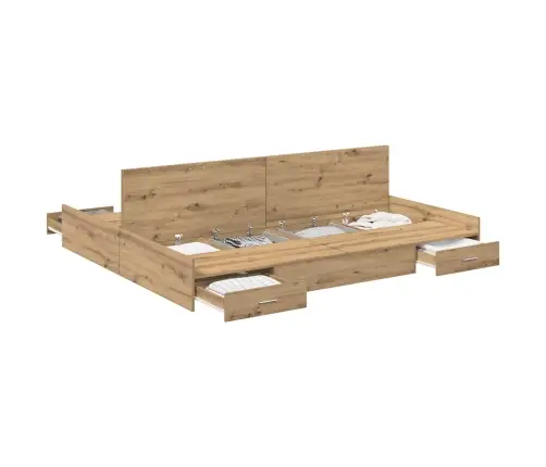 Gultas Ar Uzglabāšanas Vietu Amatnieku Ozola 200 X 200 Cm Vidaxl