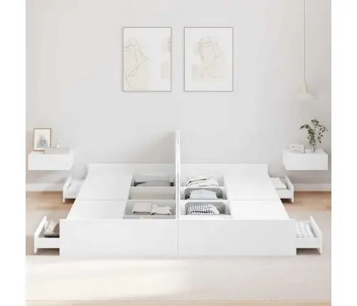 Panipaigaga Voodiraam Peaga Valge 180 X 200 Cm Tehispuit