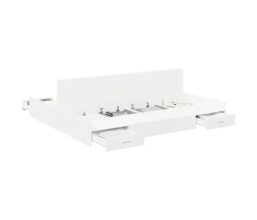 Panipaigaga Voodiraam Peaga Valge 180 X 200 Cm Tehispuit