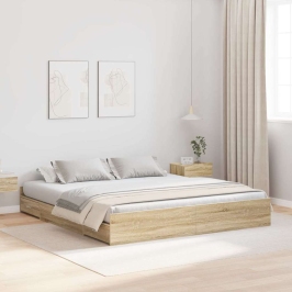 Gultas Rāmis Ar Uzglabāšanas Vietu Sonomas Ozola 180 X 200 Cm Vidaxl